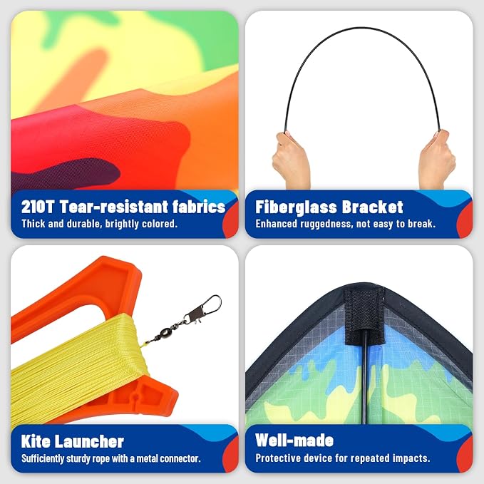 SGftre Complete Kite with Handle, Line & Accessories,Easy to Fly for Kids & Adults, Perfect for Beach, Park, Family Outdoor Activities