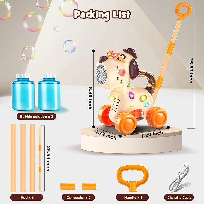 Nicmore Bubble Machine for Toddlers 1-3: Portable Dog Bubble Maker Blower Toys for 1-6 Year Old Boy Girl Kids Outdoor Toys for Easter Party Birthday