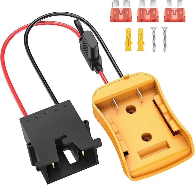 Azocek for Power Wheel Adapter Compatible with Dewalt 20V Battery with Wire Harness Connector Compatible with 12 Volt Power Wheel, 12AWG Wire with 40A Fuse