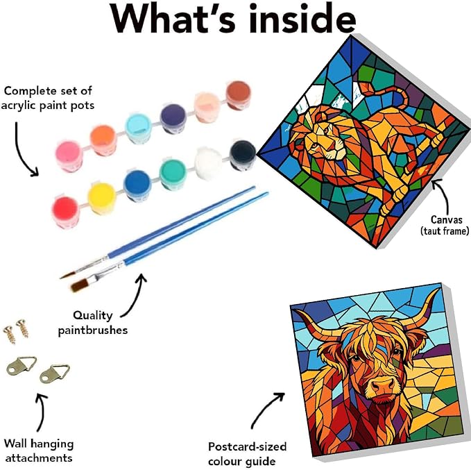 Mrnsiet 4 Pack Frame Paint by Numbers Kit for Kids, Easy Colorful Animals Paint by Number Kits for Beginner Ages 8-12, Animal DIY Painting by Number on Canvas for Children 8x8 Inch