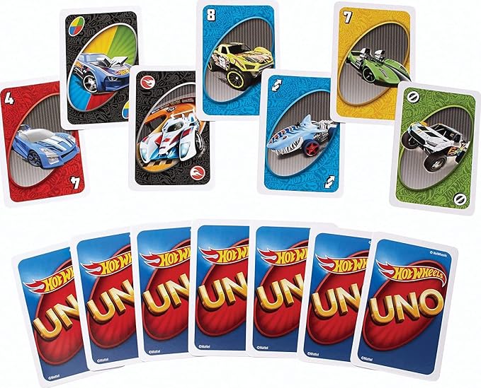 Hot Wheels UNO Matching Card Game Featuring 112 Cards with Hot Wheels Graphics, Game Night, Kids Gift Ages 7 Years & Older