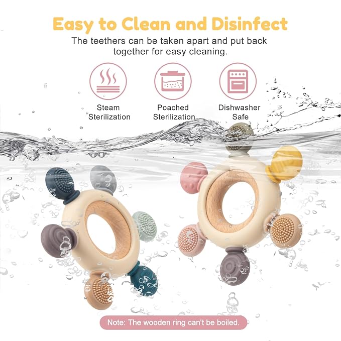 Baby Teething Toys for 0-6 6-12 Months, BPA Free Teether Sensory Toys for Babies 0 3 6 9 12 18 Months, Newborn Infant Toys Gifts for 1 One Year Old Baby Boys Girls