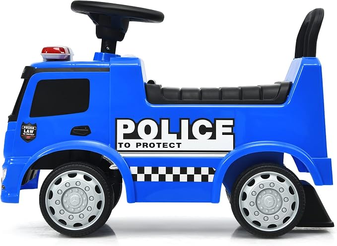 HONEY JOY Ride On Push Car, Licensed Mercedes Benz Push Cars for Toddlers w/Horn, Music, Lights, Under Seat Storage, Foot-to-Floor Ride On Fire Truck Toy for Kids Boys Girls 1-3, Blue