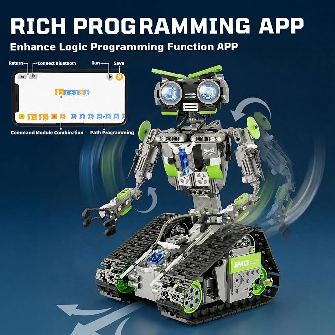 DOLIVE 5 in 1 STEM Robotics Kit, Building Block Set for Kids Ages 8-14, Remote Control and App Controlled Robot/Tank/Transporter/Scout/Engineering Vehicles, Birthday Gift for 8 9 10 11 12+ Years Old