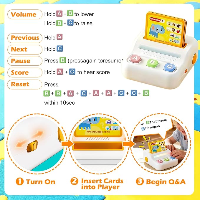 Learning Toys for Kids Ages 3-5, Educational Quiz Game with 800 Q&A Questions, Montessori Brain Training Activity, Autism Sensory Speech Therapy Gift for Preschool Boys Girls