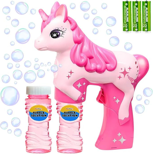 Pink Unicorn Bubble Gun for Kids – Automatic Bubble Machine Blower Toy | Cute Bubble Blaster for Toddlers, Boys & Girls | Outdoor Play, Birthday Party & Summer Fun