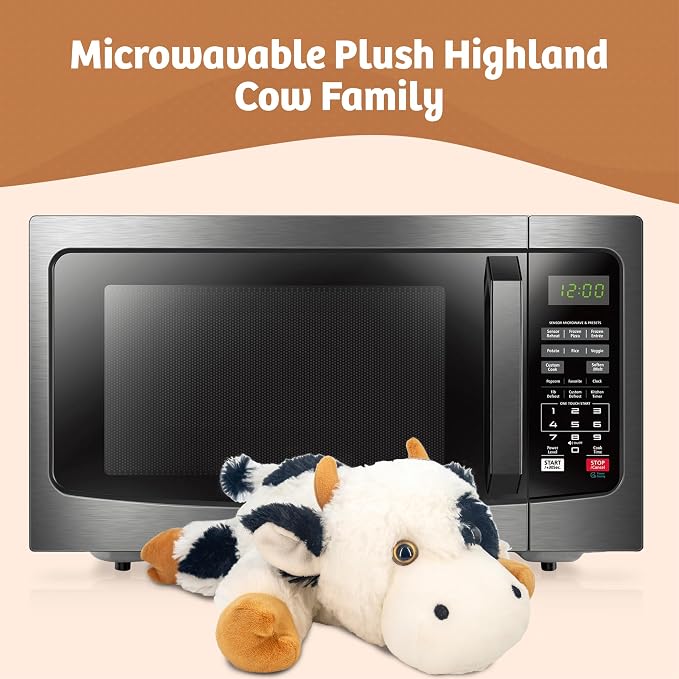 Marysun Microwavable Heated Cow Stuffed Animal - Weighted Stuffed Animal Plush, Heating Pad, Cozy Gift for Girls|Women|Kids|Elderly People, 9.8in, 1.65lb