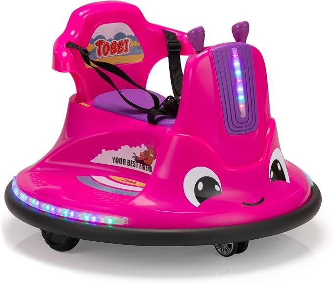 TOBBI Kids Electric Ride On Snail Shape Toy, 12V Battery Powered Toddler Bumper Car with Parent Remote Control/Funny Stickers/360 Degree Spin for Children of Aged 1-6-Azzure