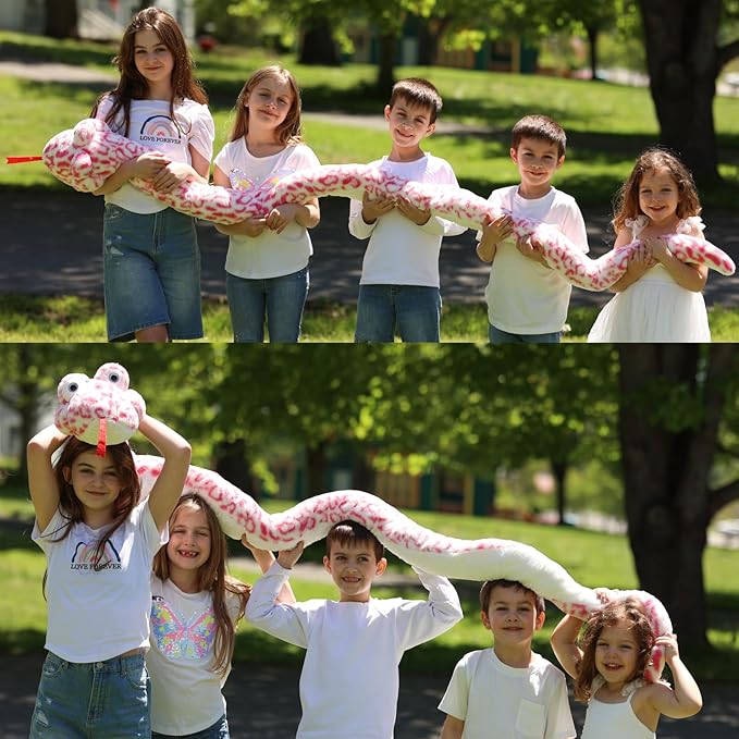 MaoGoLan Pink Snake Stuffed Animal Giant Stuffed Snake, 98 inch Plush Snakes Toy for Girls Christmas Birthday Easter Valentine's Day Gift Mother's Day