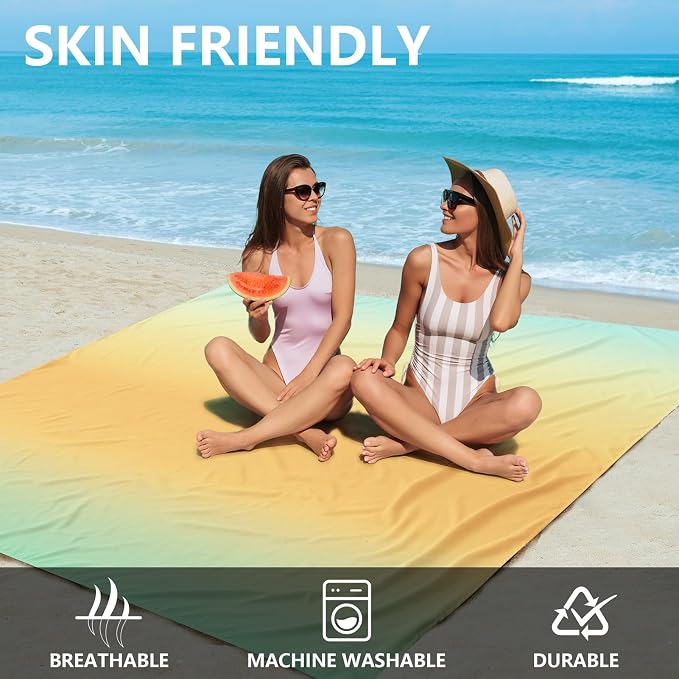 AISPARKY Beach Blanket Waterproof Sandproof Extra Large, Oversized Beach Mat, Quick Drying&Compact&Lightweight, Picnic Blankets Vacation Essentials for Outdoor Beach Camping (79" X 83" (4 Person))