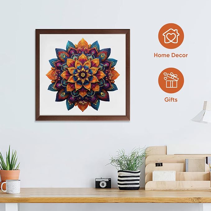 Mys Aurora Purple Mandala Puzzles for Adults 500 Pieces, Colorful Flower Jigsaw Puzzles, Unique Shaped Round Wooden Puzzles for Adults and Kids, Birthday Gift and Family Game, 16.4 x 16.4 Inches