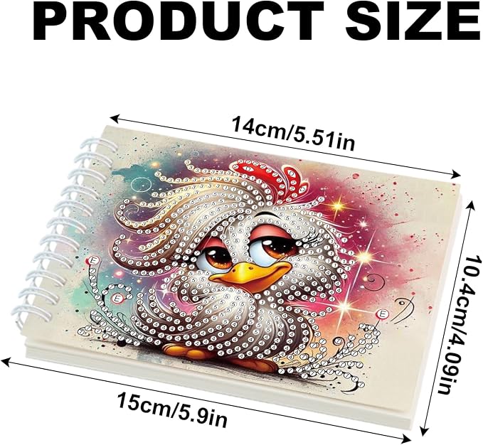 Formeydemi 2 Pcs Chicken Diamond Painting Notebook 80 Pages for Adults,Diamond Art Journal and DIY Sketchbook, Diamonds Art Kit Supplies,Gift for Beginners, Craft Lovers, Artists. (Chicken)