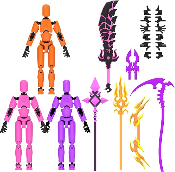 Glowing Titan 13 Action Figure Set Already Assembled, Dummy 13 3D Printed Action Figures with Weapons Accessories T Lucky Robo 13 Nova 13 Action Figures, Figura de acción 13 (3-Colors-B)