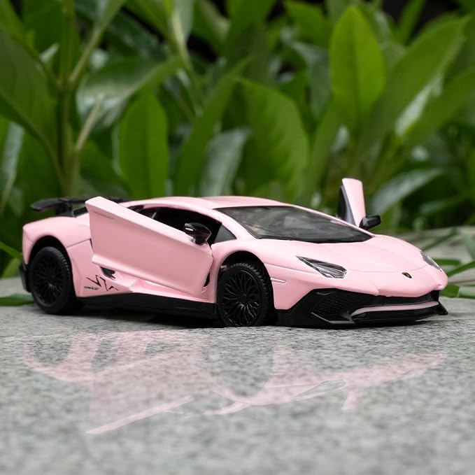 TGRCM-CZ 1/36 Scale Lamborghini Aventador LP700-4 Casting Model Car, Zinc Alloy Pull Back Vehicles Toy Car for Toddlers Kids Boys Girls Gift (Pink)