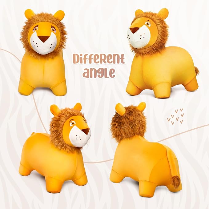 Lion Bouncy Hopper Horse, Inflatable Plush Hopping Toy, Bouncing Animal Hopper for Toddlers, Fun Ride-On Toy for Kids 18 Months-6 Years, Indoor & Outdoor Play, Great Gift Boys Girls