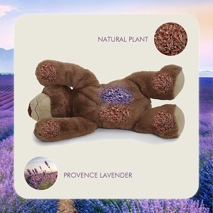 OSOCU® Microwavable & 1.8 LB Weighted Stuffed Animal - Brown Bear Heating Pad with Lavender & Tourmaline - Soothing Warm Heatable Plush Toy for Menstrual Cramps, Muscle Aches, Shoulder Tension