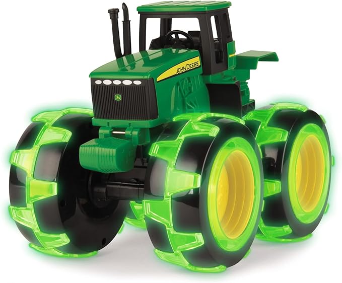 TOMY Monster Treads Lightning Wheels - John Deere Tractor - Motion Activated Light Up Monster Truck Toy - John Deere Tractor Toys - Frustration Free - Ages 3 Years and Up