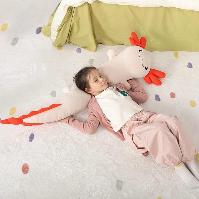 MaoGoLan Giant Axolotl Plush Pillow, Big Axolotl Plush Stuffed Animal Toy for Kid Girl Boy, Jumbo Stuffed Salamander Body Pillow Glow in The Dark, Birthday Day Gift Baby Shower Party Decor, Pink