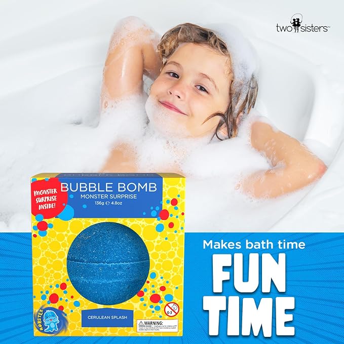 Poke Monster Bath Bomb for Kids with Surprise Toys Inside (1 Pack) - Large Bubble Bath Bombs for Boys & Girls - Skin-Safe, Made in USA, Birthday Gift for Kids by Two Sisters