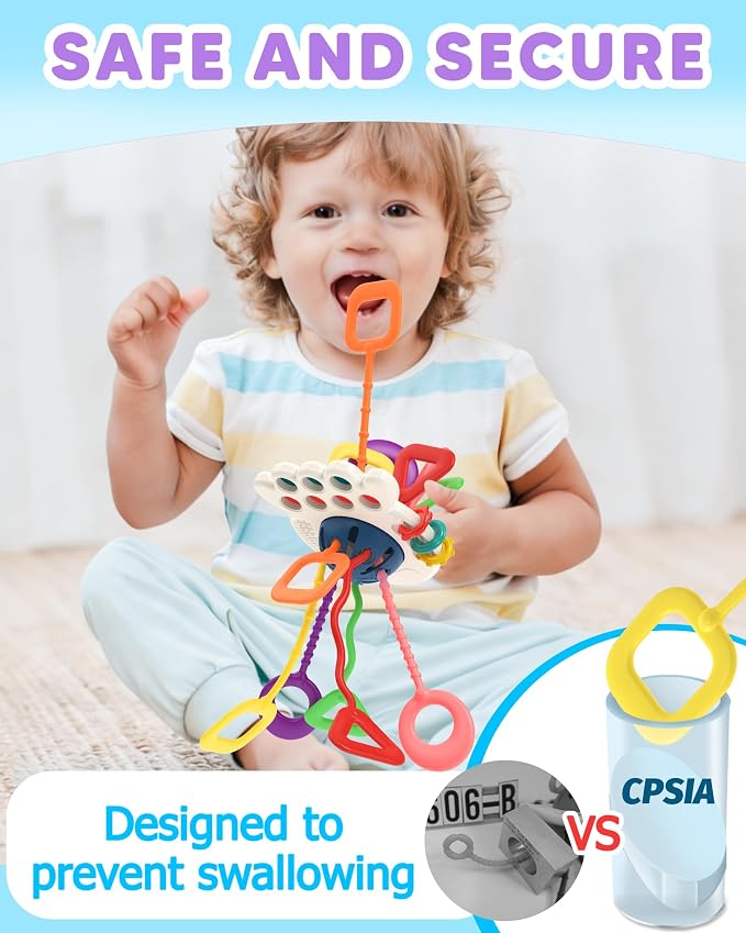 Tonberless Baby Sensory Montessori Toys for 6-12-18 Months, Toddler Teething Toy Birthday Gift Travel Toys for 1 2 3 Year Old Boy Girl Infant 8 9 10 Months Old-Blue