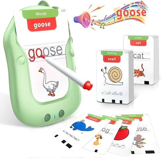 Reusable Writing & Drawing Talking Flash Cards for Toddlers 2-6, 336 Words Phonics Learning Toys with 8 Color Pens, Montessori Speech Therapy Autism Sensory Toys, Educational Preschool Gifts for Kids