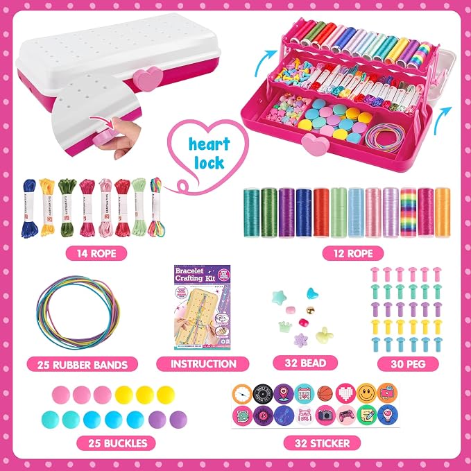 TingingYuli Friendship Bracelet Making Kit for Girls Ages 8-12, DIY String Bracelet Maker with 3-Layer Storage Box, Jewelry Making Kit Arts and Crafts Toy Gift for Kids Ages 6-12