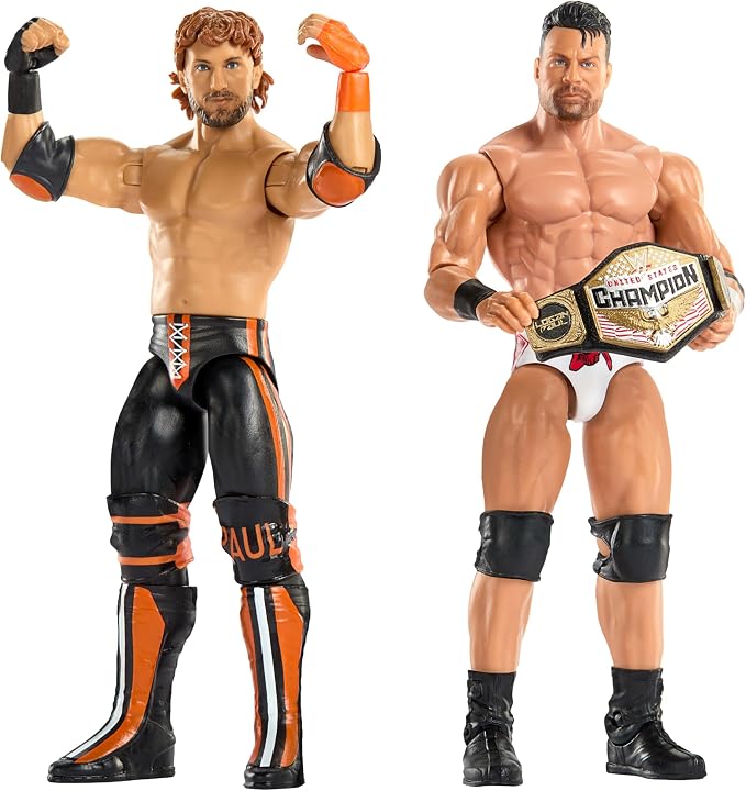 Mattel WWE Main Event Showdown Action Figures 2-Pack with Accessory, Series #24 LA Knight vs Logan Paul Collectible Set, 6-inch