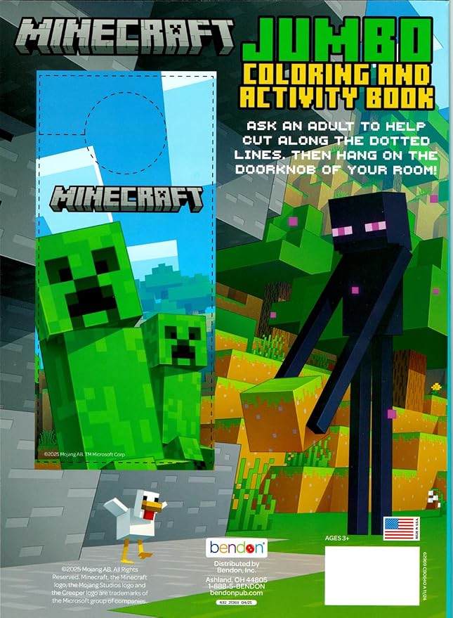 Bendon Minecraft Coloring Activity Book and Sticker Set for Kids