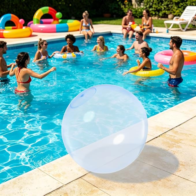 32 Inch Giant Water Bubble Ball for Adults Teenagers Giant Inflatable Water-Filled Ball Soft Rubber Ball for Outdoor Pool Beach Garden Yard Games（Blue)