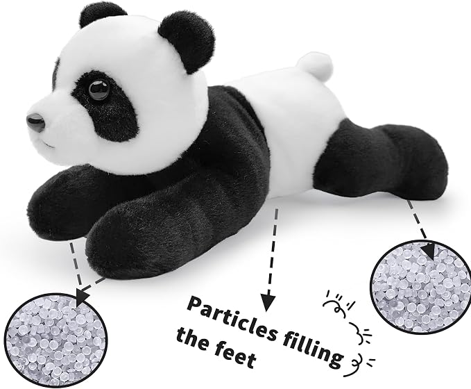 Panda Stuffed Animal for Kids,12 inch Realistic Animal Plush Toy Lying Down Posture Animals,Plush for Boys Girls Adult Birthday Hug Teaching(L-Panda)