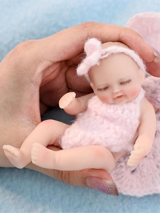 5 inch Mini Platinum Silicone Reborn Baby Doll, Tiny Silicone Baby Dolls，Realistic Newborn Baby Dolls Full Body Stress Relief, Decoration, Gifts, Collectible