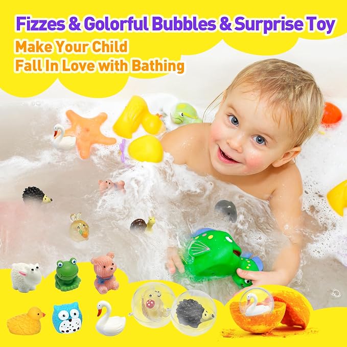 Bath Bombs for Kids with Surprise Inside, 12pcs Bath Bombs with Toys, Organic Colorful Bubble Bath Fizzy Ball, Birthday Gifts Set for Kids, Christmas Party Favor Gift for Boys Girls with Bath Toys
