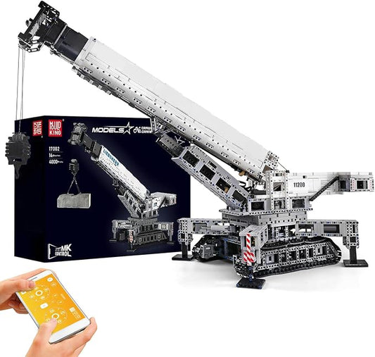 Mould King MOC Mobile Crane Truck Building Blocks Kits, Heavy-Duty Truck Sets to Build, APP Remote Control Large Engineering Crane, Construction Vehicles Model for Adults (4000 Pieces)