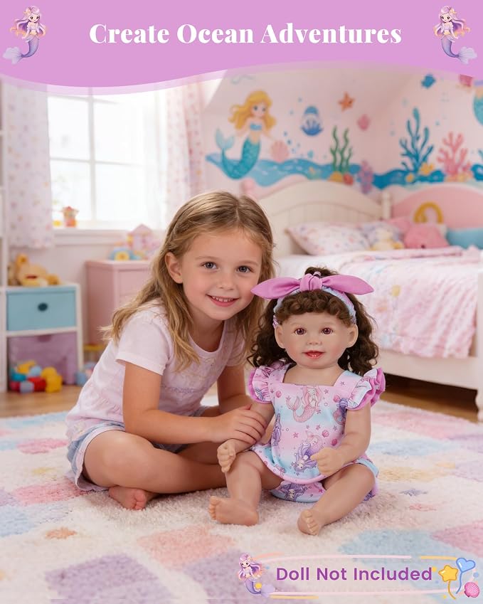 BABESIDE Reborn Baby Doll Clothes for 18-20 Inch Dolls,Mermaid Outfit Set, Cute Baby Doll Accessories for Reborn Girl Dolls