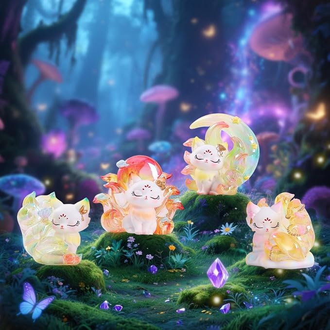 YAMSLAM Cute Nine-Tailed Fairy Fox Animal Mystery Box Blind Collectible Figures for Desk Decoration Birthday Party Gifts, Random 1pc of 7 Styles