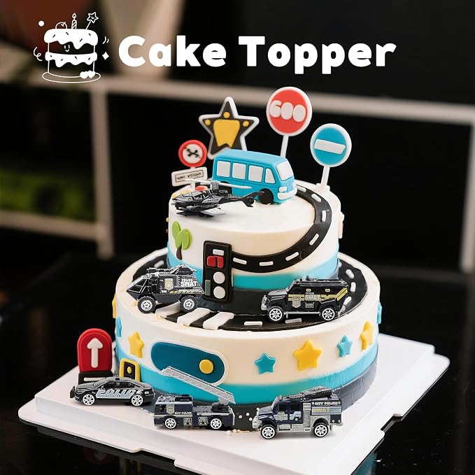 6 Pack Diecast Police Car Toy Set – Mini Alloy Police Vehicles for Boys Ages 3-7, Includes Armored Car, Rescue Truck, Bulletproof SUV, Military Helicopter – Birthday Gift for Kids