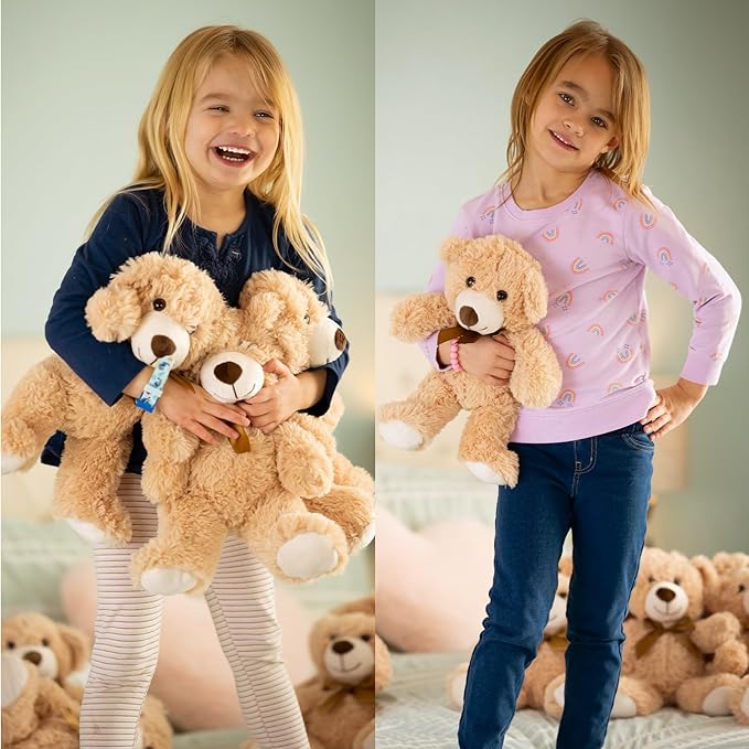 MaoGoLan 12 Pack Plush Teddy Bears Bulk for Mother's Day Valentines Gift, 14'' Soft Stuffed Bears for Baby Shower Decorations Wholesale Teddies for Gender Reveal Bear Party Favors