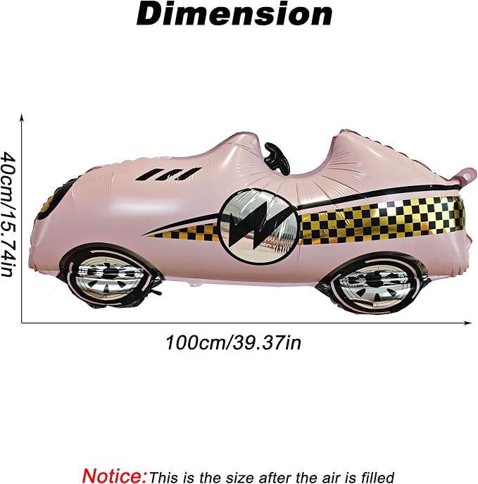 3D Self Standing Race Car Tire Foil Balloon Pink Car Balloons For Birthday Boy Race Themed Party Baby Shower Decorations Supplies