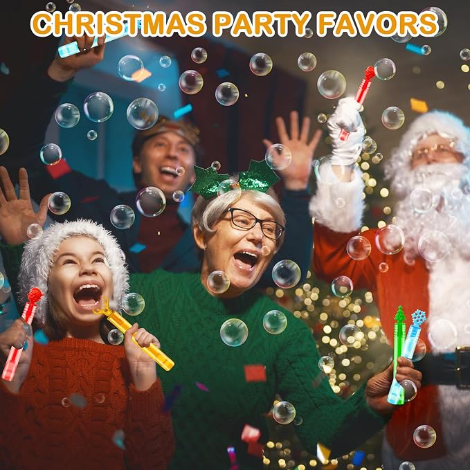 Christmas Mini Bubbles Wand Party Favors Supplies Bulk for Kids 100 Pack,Goodie Bag Stocking Stuffers Fillers for Toddlers,Small School Classroom Bulk Toys Gifts Treats Prizes Giveaways for Students