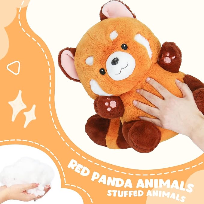 Riuhot Big Red Panda Plush Toy - Red Panda Stuffed Animal Gift for Girlfriend, Kids Birthday - 13.7"