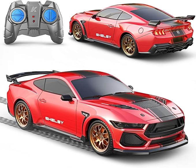 AEROQUEST Ford Remote Control Car,Officially Licensed Ford Shelby Super Snake,1:24 Scale Toy Car for Kids,Electric Sport Racing Hobby RC Cars,Birthday Gift for Boys and Girls（Red）