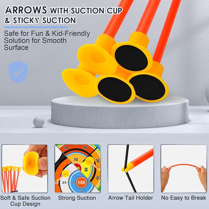Bow and Arrow Set for Kids, 2 Pack LED Light Up Archery Set with 20 Suction Cup Arrows, Indoor and Outdoor Toy for Boys Girls Age 4-8 8-12 with Standing Target&2 Quivers, Birthday Gift 3-12 Years Old