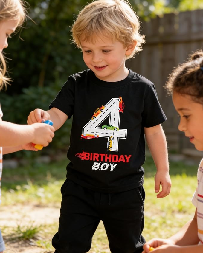 Lovekider 2-5 Years Birthday Boy Shirt Construction Party T-Shirts Excavator Cotton Short Sleeve Tee Dark Grey