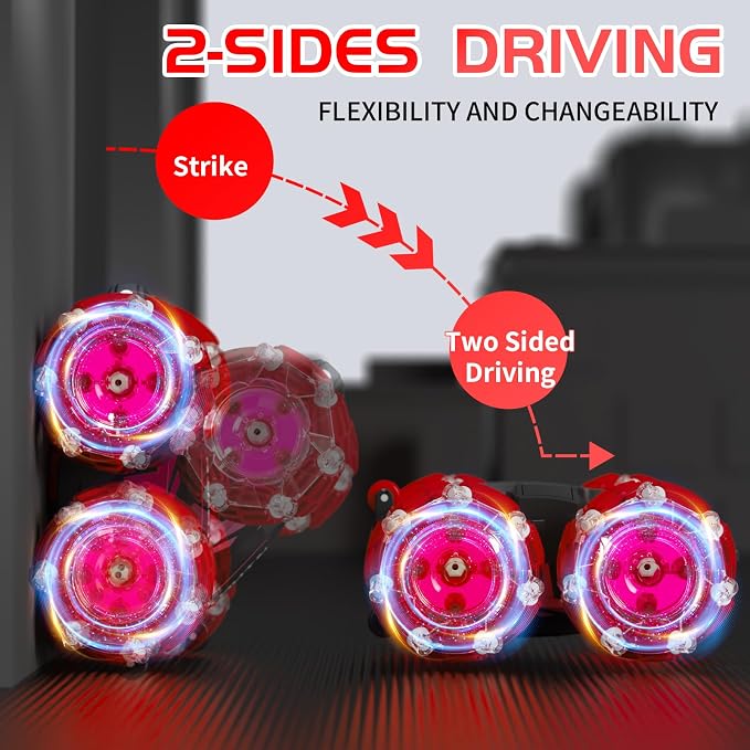 Gesture Sensing RC Stunt Car, 4WD Remote Control Cars, Cool Lighting and Music, Double-Sided Rotating Off-Road Vehicle 360° Flipping Car, Present for Boys and Girls Aged 6-12