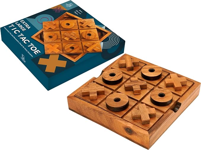 BSIRI Extra Large Tic Tac Toe Board Games - Ideal for Games, Family Games and Game Night for Adults, Farmhouse Decor for Coffee Table Decor, Unique Gifts for All Occasions (8.6 Inch)