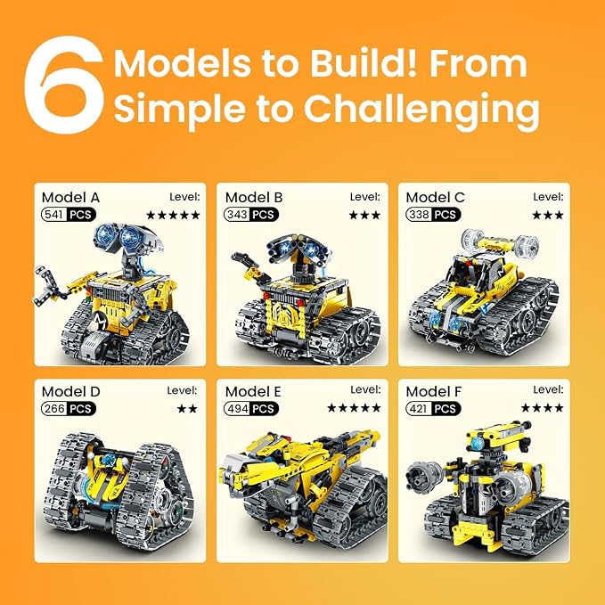 Sillbird Robot Building Kit with Remote Control Gifts for Kids Boys Ages 8-13, Coding STEM Robotic Racer Car Toys for Birthday, Build 6in1 Model with 631 Pieces