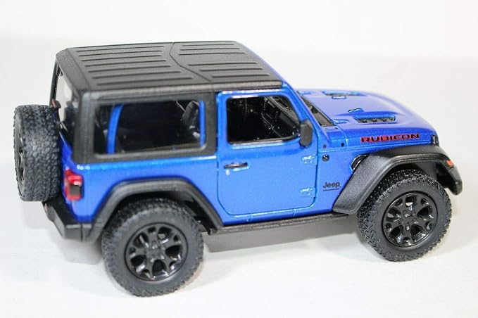 KiNSMART - Jeep Wrangler Rubicon Off Road 4x4 5 inch 1:34 Scale Die Cast Model Replica Toy Car (Blue Hardtop)