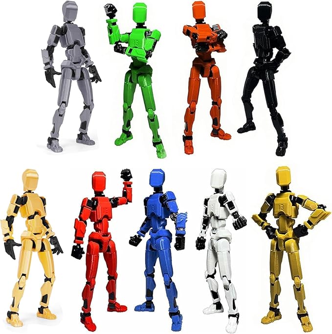 EIMONEY 9PCS Assembly Completed T-13 Action Figure 3D Printed Multi-Jointed Movable,Lucky 13 Action Figures,Multi-Articular Dummy 13 Action Figures,Desktop Decorations,Creative Gifts (9 Colors)