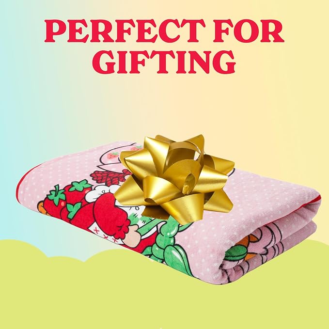 Silver Buffalo Strawberry Shortcake on Bike Polka Dot 45" x 60" Fleece Throw, Soft and Cozy Blanket, 180 GSM