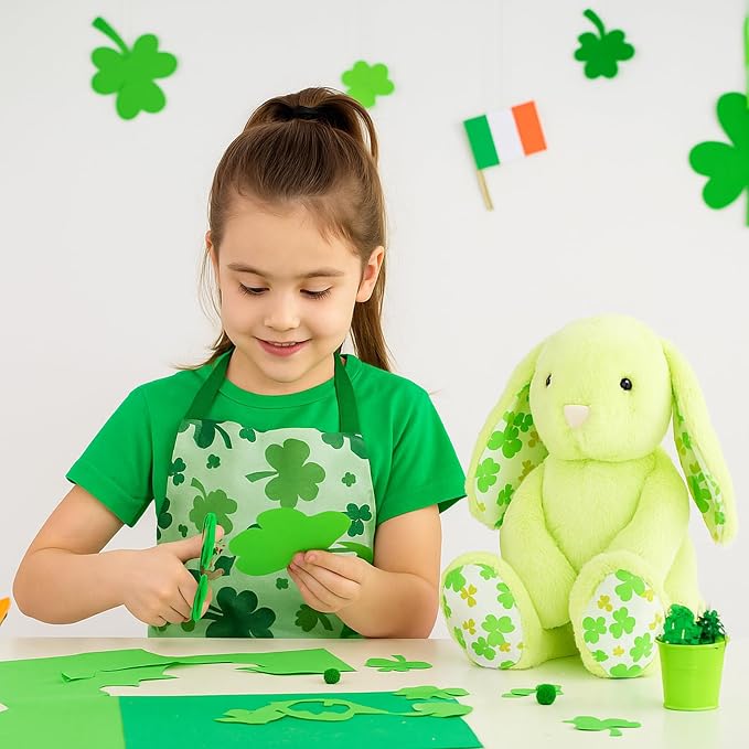 WEIGEDU Green Rabbit Bunny Stuffed Animal Plush Toy, 17.7" | Floppy Ears, Shamrock Print, For Kids, Boys, Girls, Babies, St. Patrick's Day, Birthday, Easter, Christmas Gift